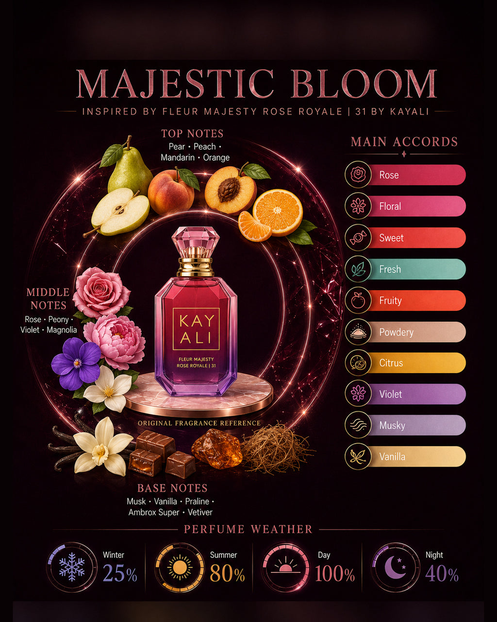 Majestic Bloom Inspired By Fleur Majesty Rose Royale 31 Kayali